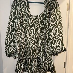Nasty Gal Black and White Patterned Blouse